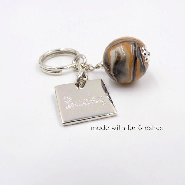 Personalized Engraved Keychain with Flower Petal Bead