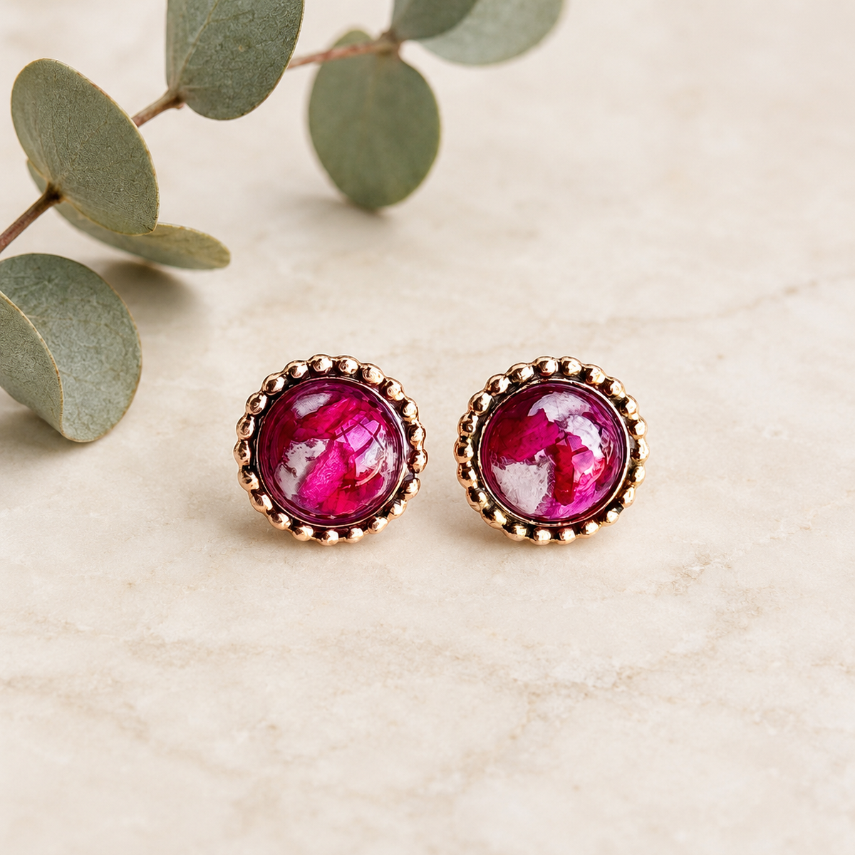 Circle of Memories Gold Stud Earrings