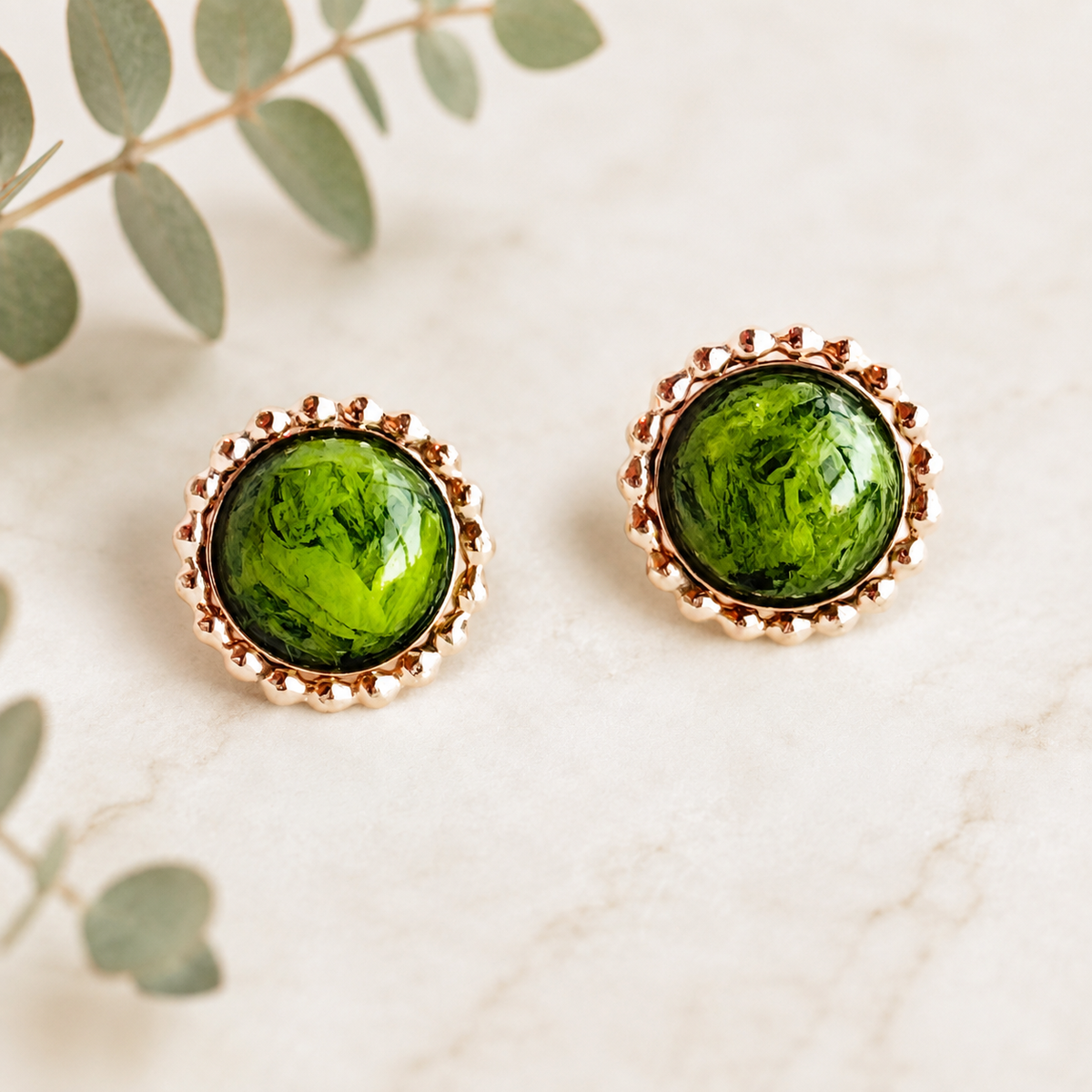 Circle of Memories Gold Stud Earrings