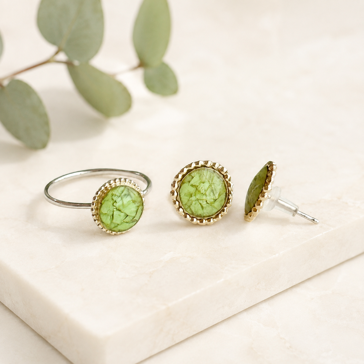 Circle of Memories Gold Stud Earrings
