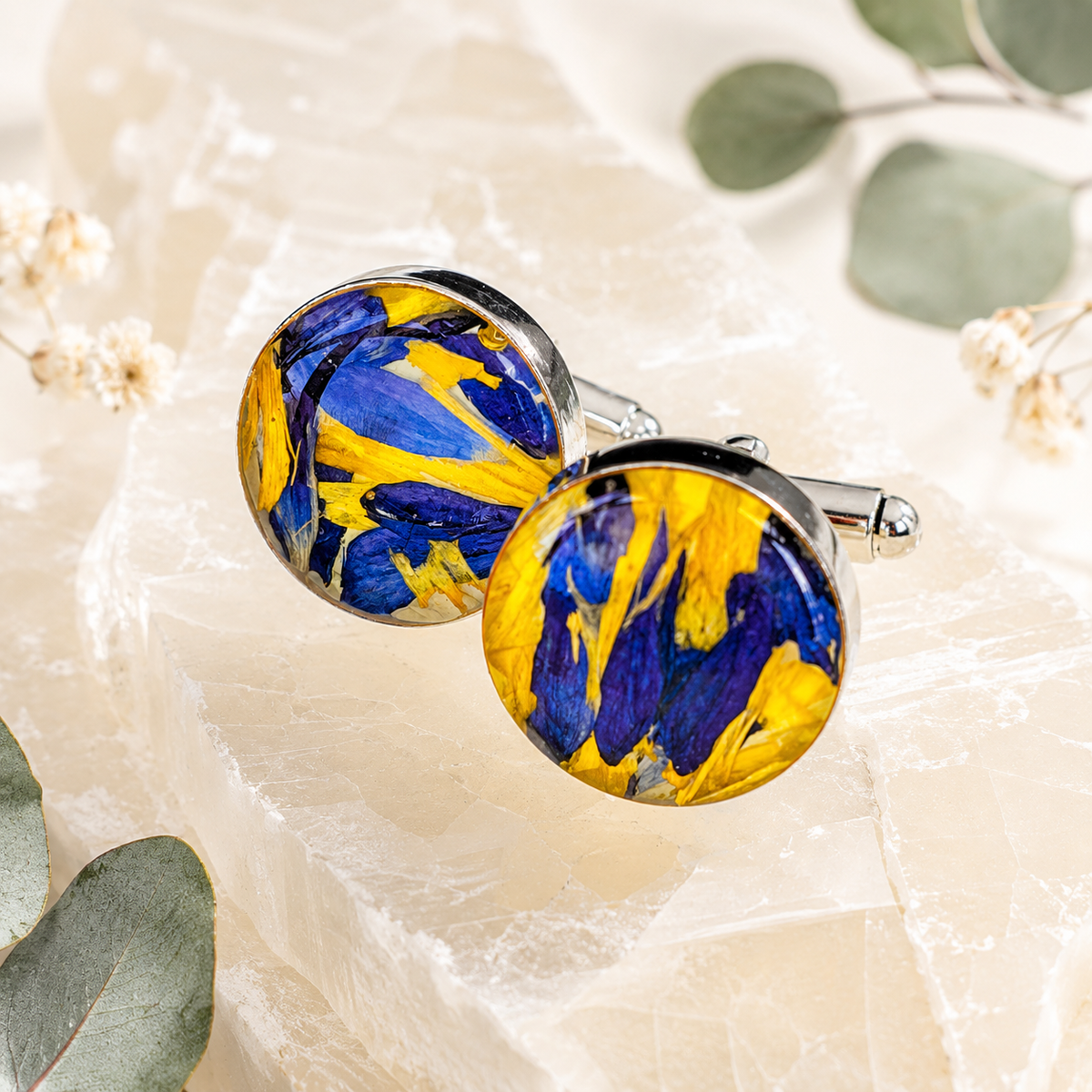 Memorial Cufflinks – Custom Funeral Flower & Ash Keepsake