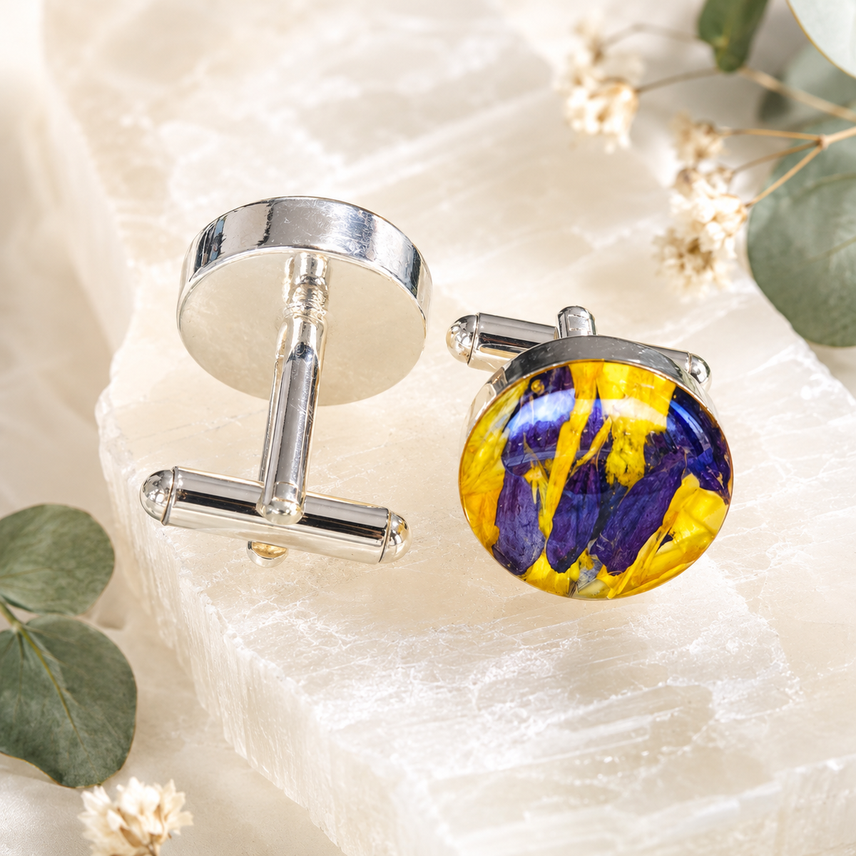 Memorial Cufflinks – Custom Funeral Flower & Ash Keepsake