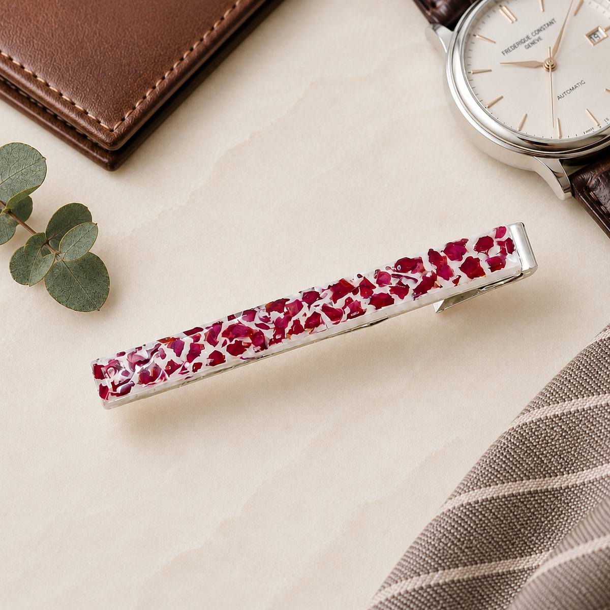 Memorial Tie Bar – Custom Funeral Flower Keepsake