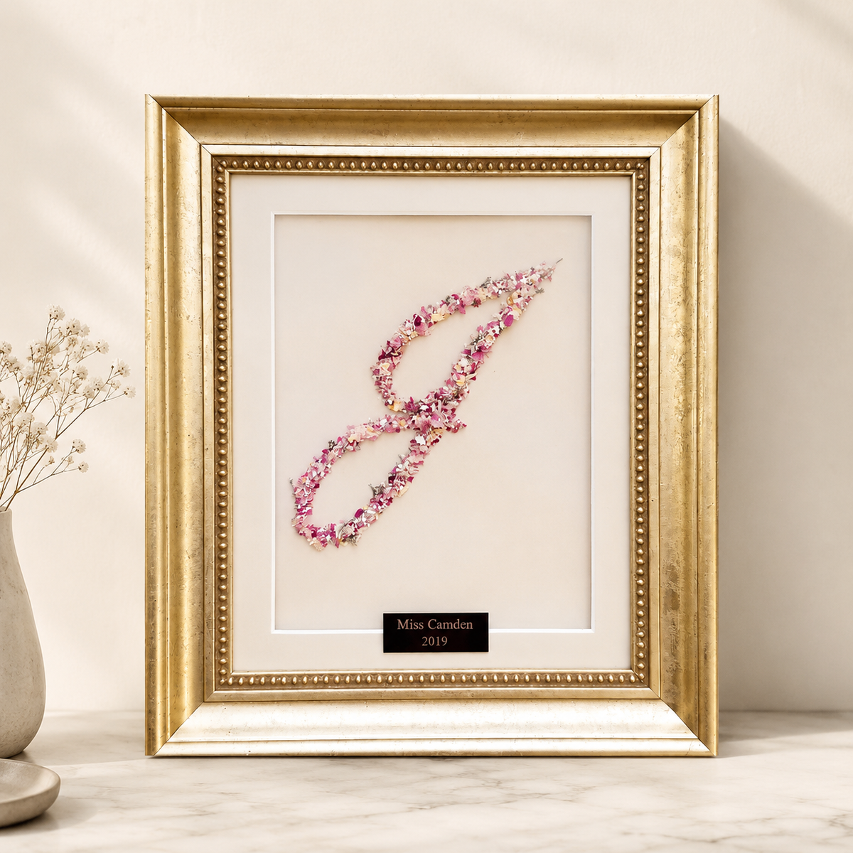 Custom Framed Floral Letters - 8" x 10" Monogram