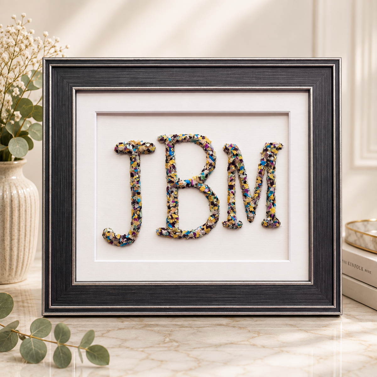 Custom Framed Floral Letters - 8" x 10" Monogram