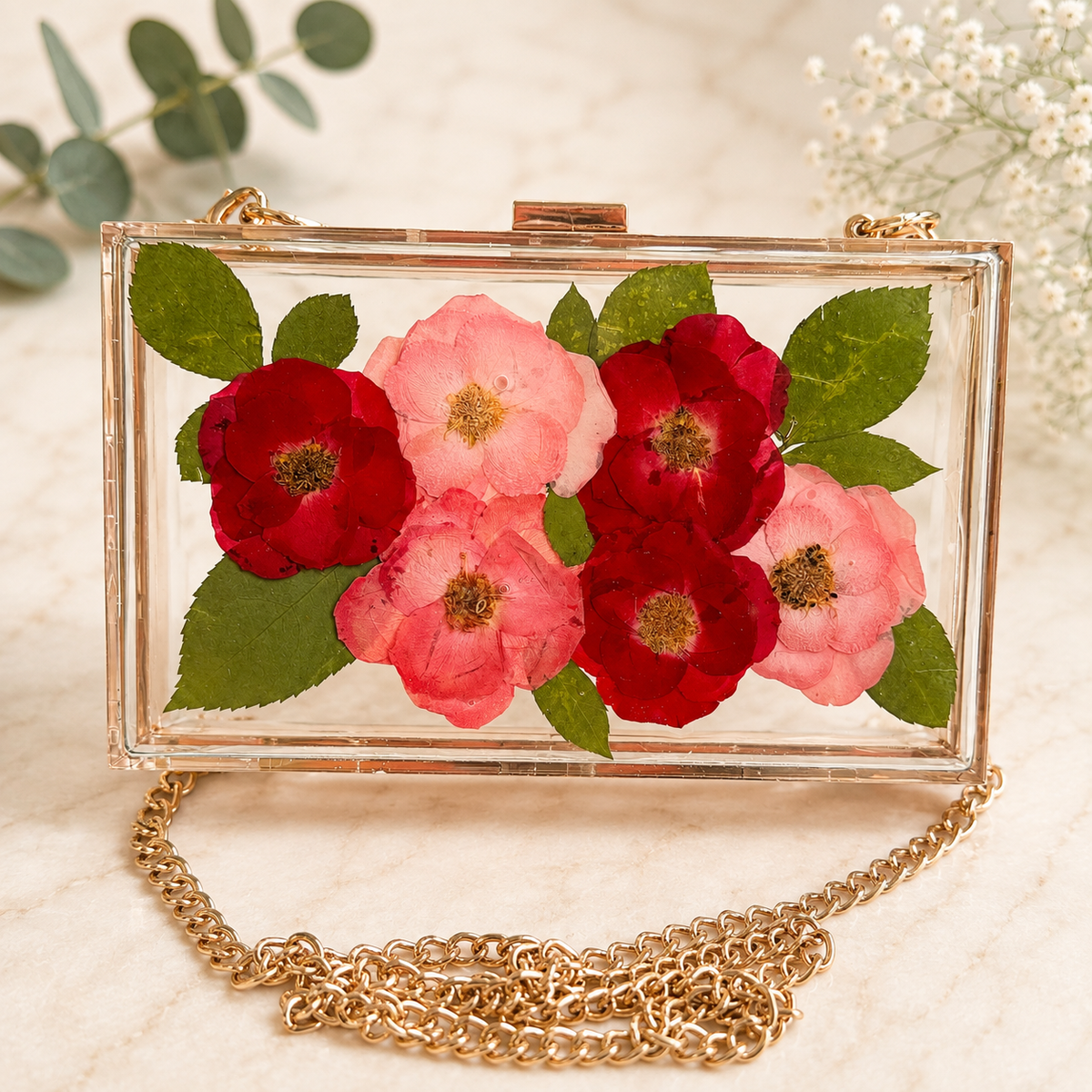 The Bridal Clutch – Custom Resin Keepsake with Preserved Flowers