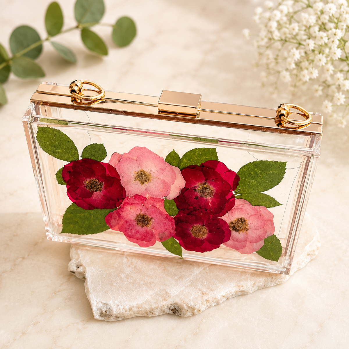 The Bridal Clutch – Custom Resin Keepsake with Preserved Flowers
