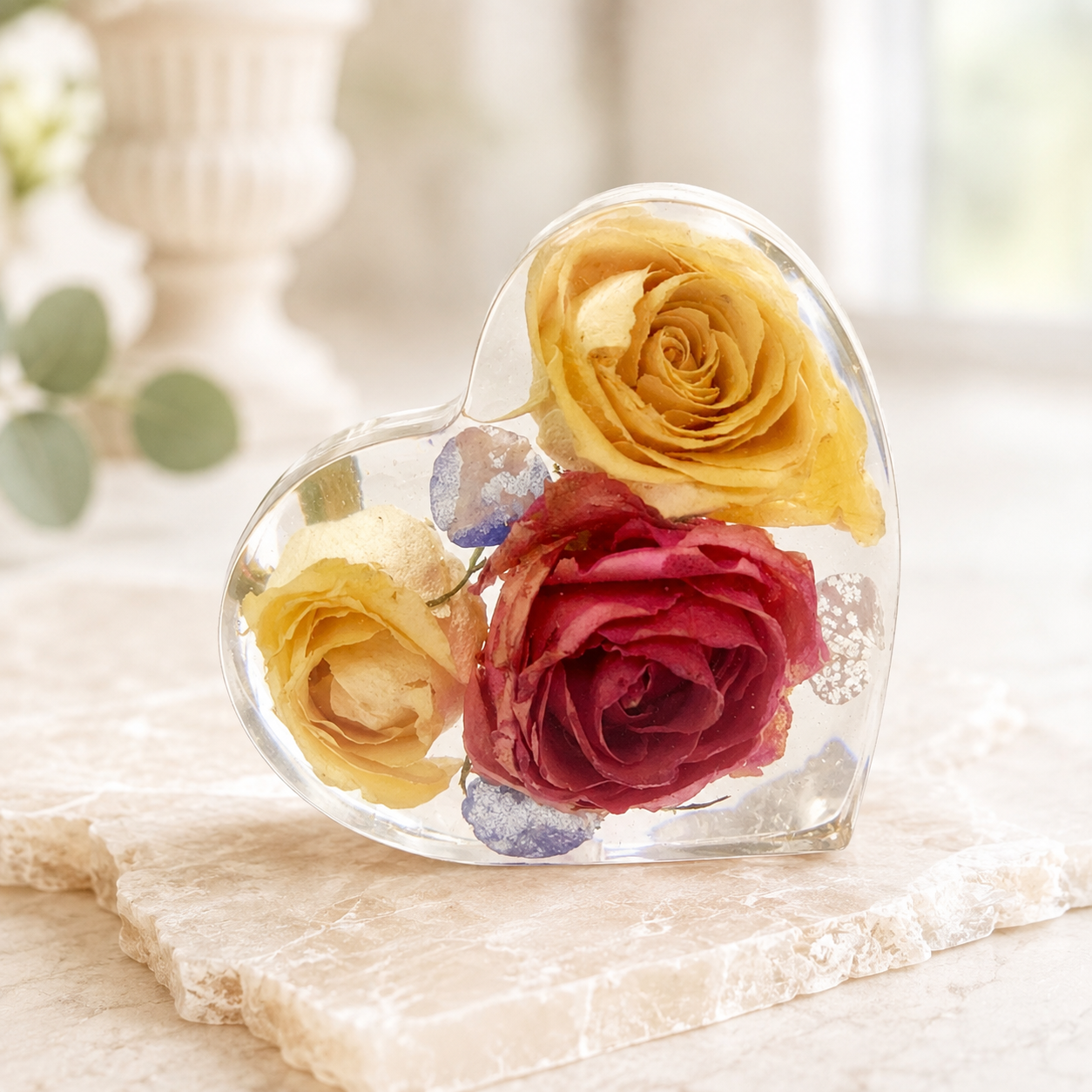 Ever After Heart Keepsake – Custom Resin Flower Memorial