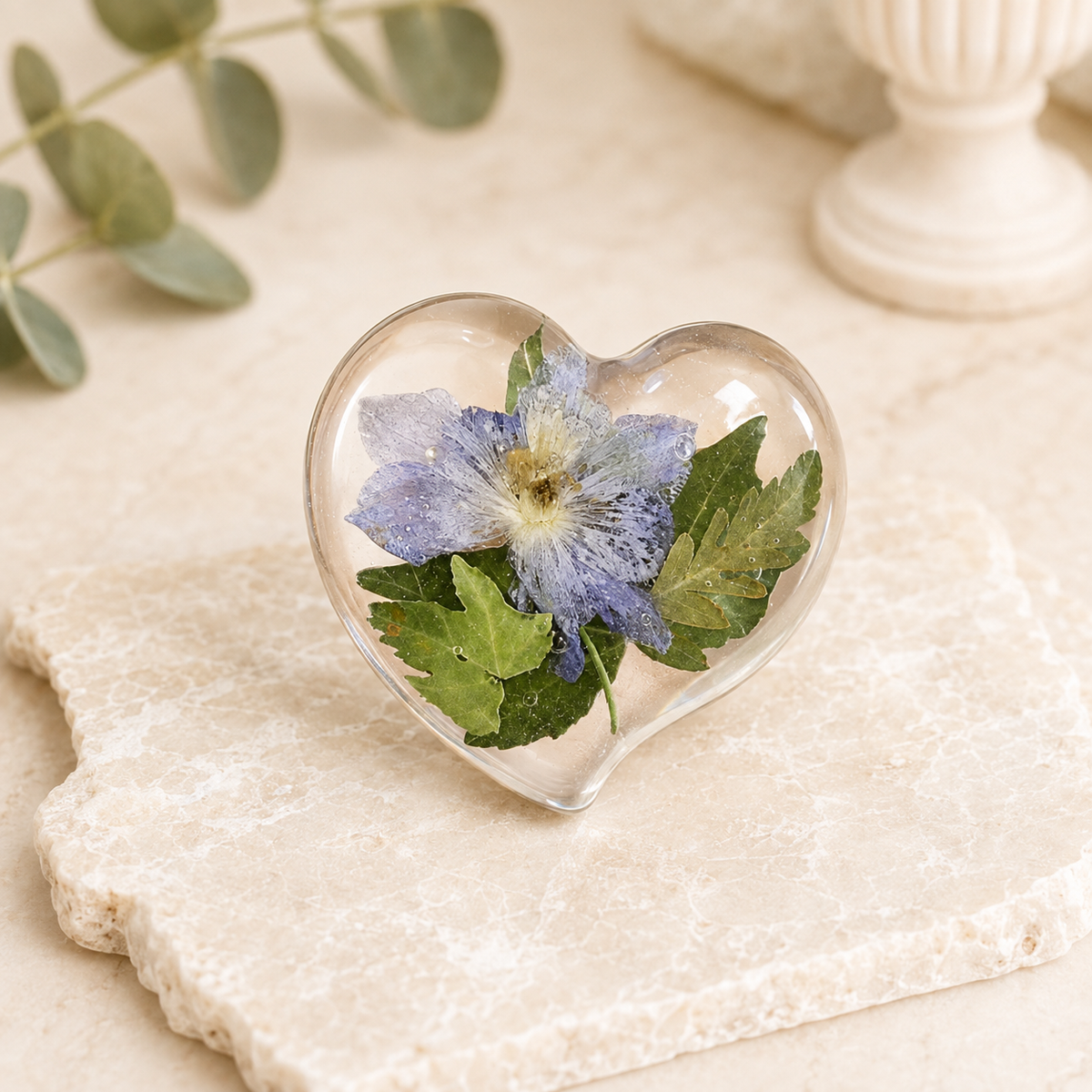 Ever After Heart Keepsake – Custom Resin Flower Memorial