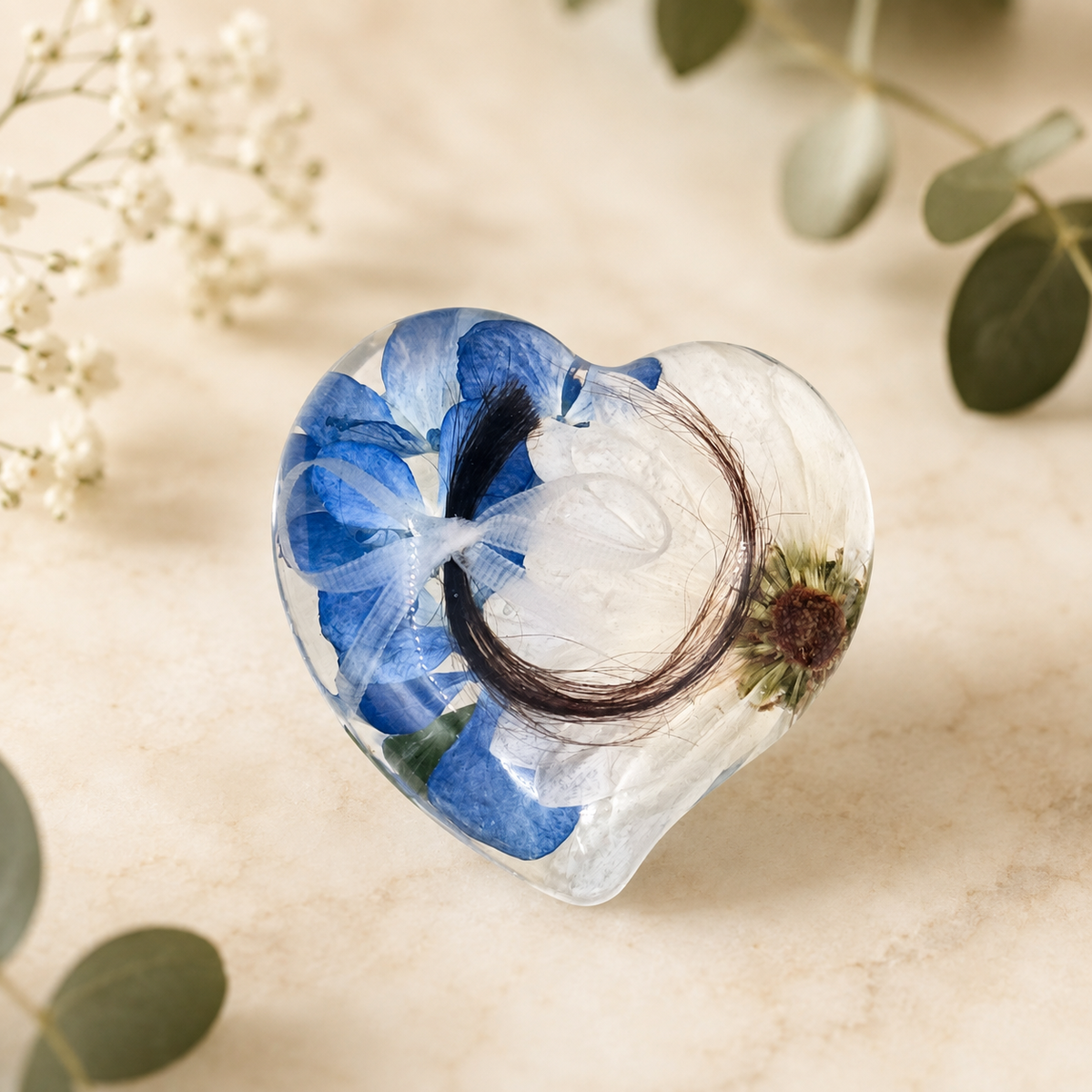 Ever After Heart Keepsake – Custom Resin Flower Memorial