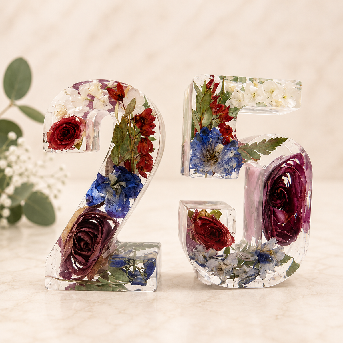 Personalized Resin Letter Keepsake – Small Flower Petal Initial