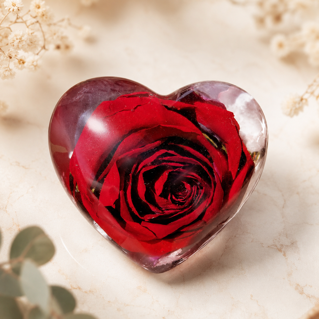 Ever After Heart Keepsake – Custom Resin Flower Memorial