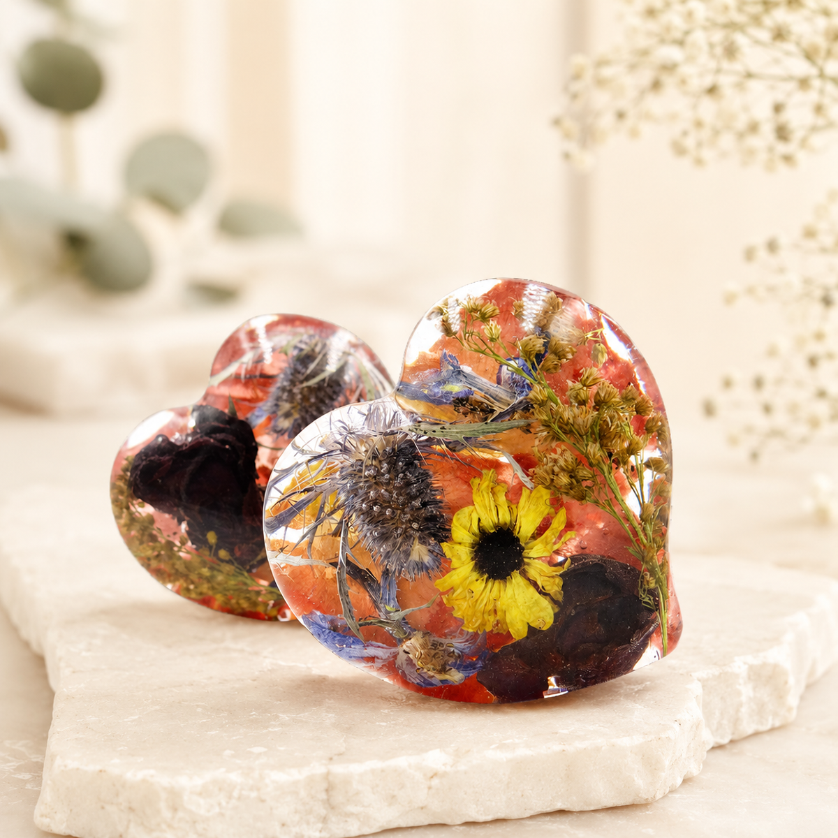 Ever After Heart Keepsake – Custom Resin Flower Memorial