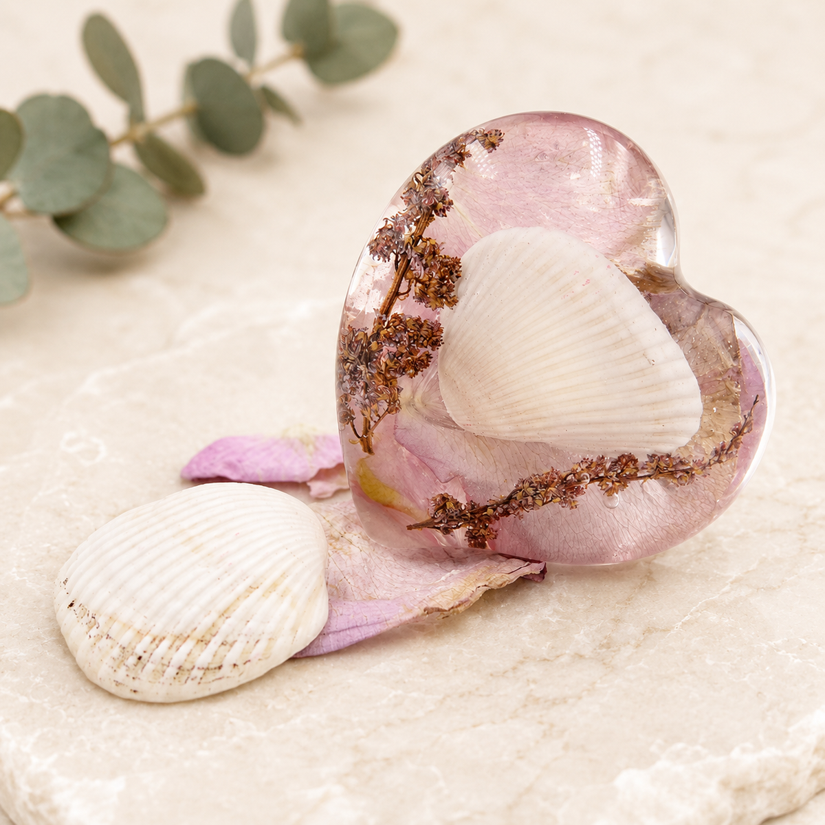 Ever After Heart Keepsake – Custom Resin Flower Memorial