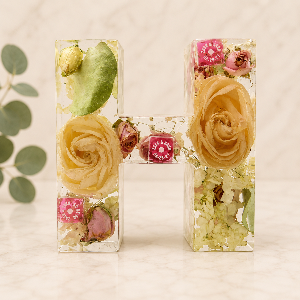 Personalized Resin Letter Keepsake – Large Flower Petal Initial