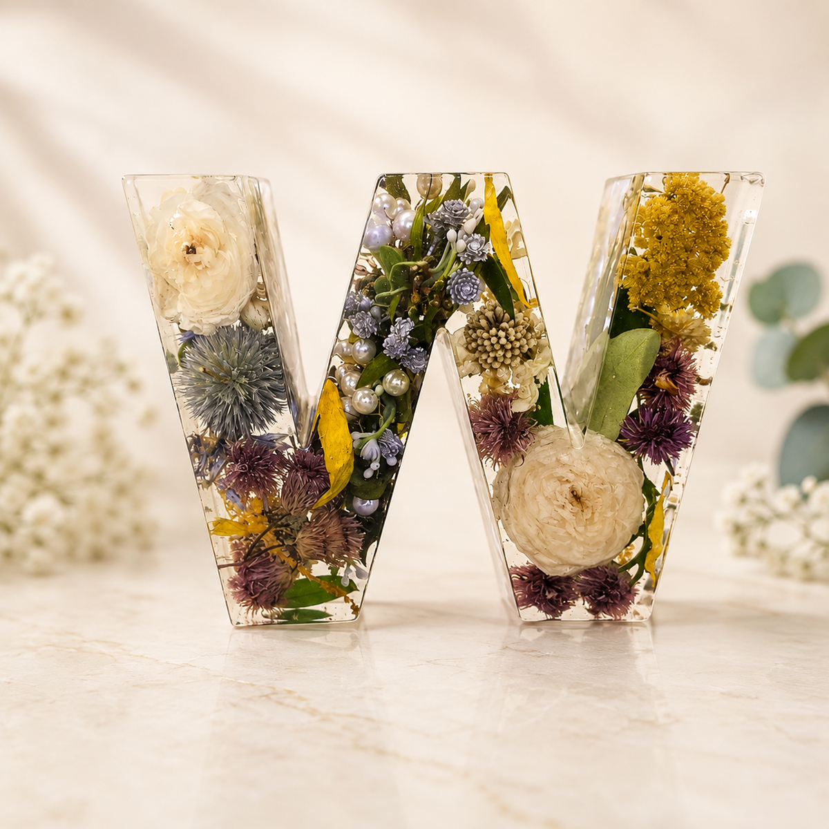 Personalized Resin Letter Keepsake – Large Flower Petal Initial