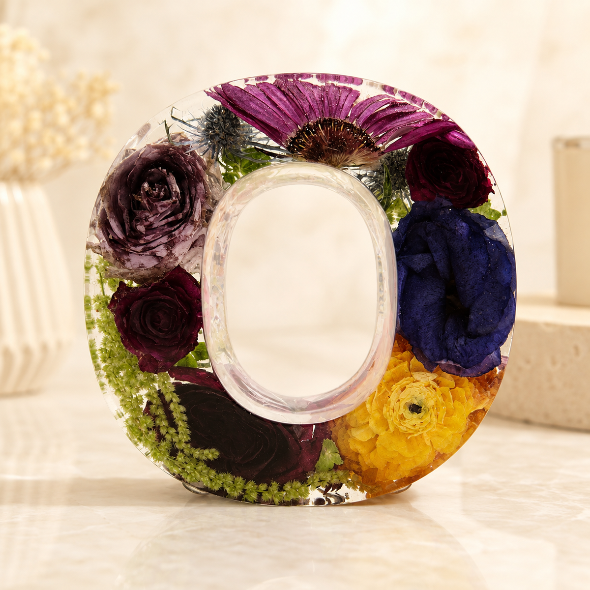 Personalized Resin Letter Keepsake – Large Flower Petal Initial