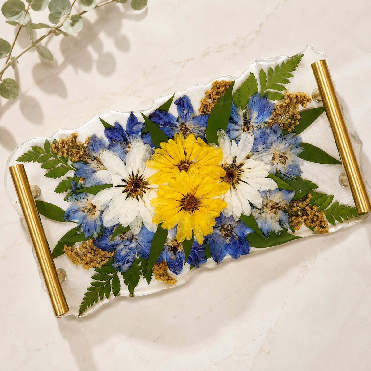 Resin Pressed Flower Vanity Tray