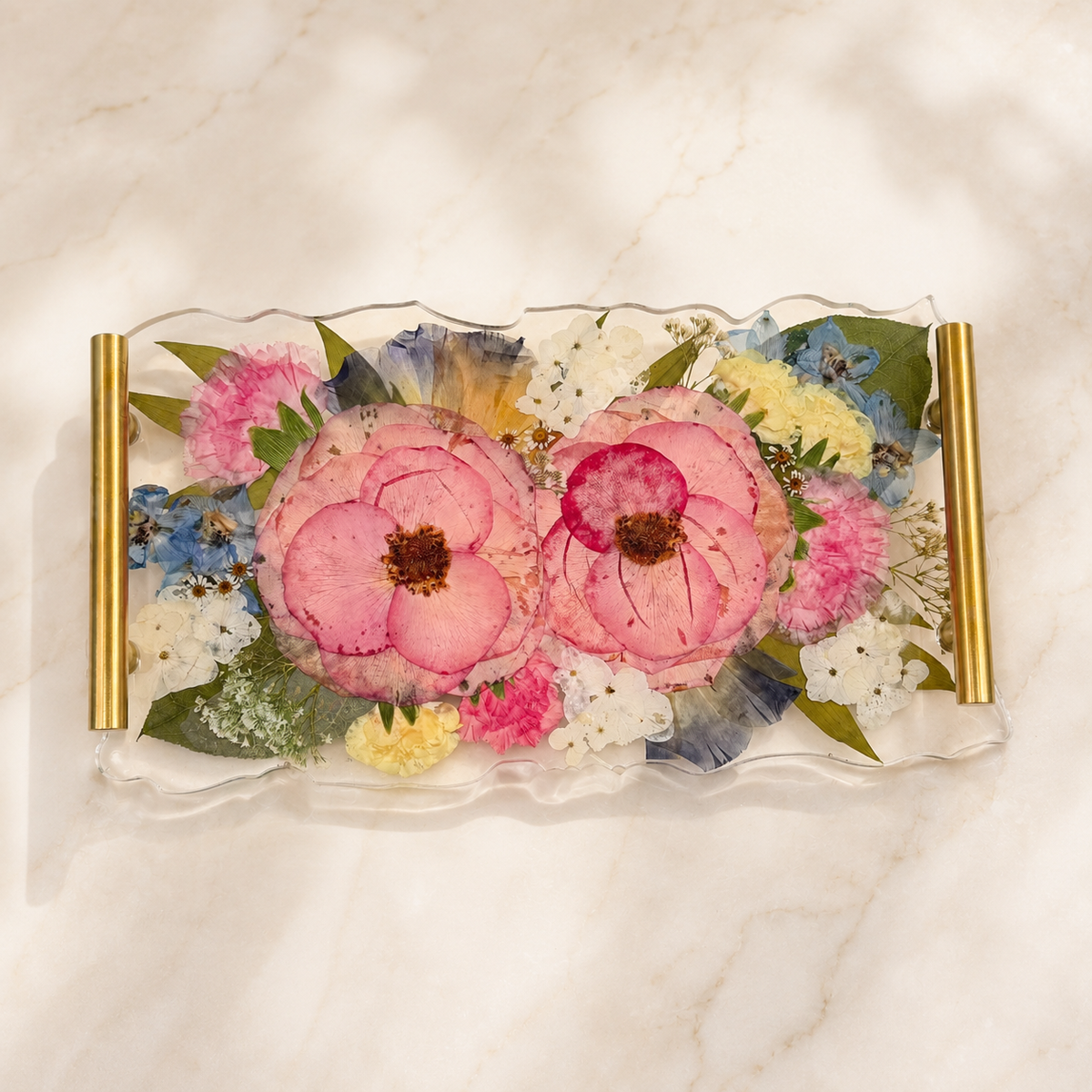 Resin Pressed Flower Vanity Tray