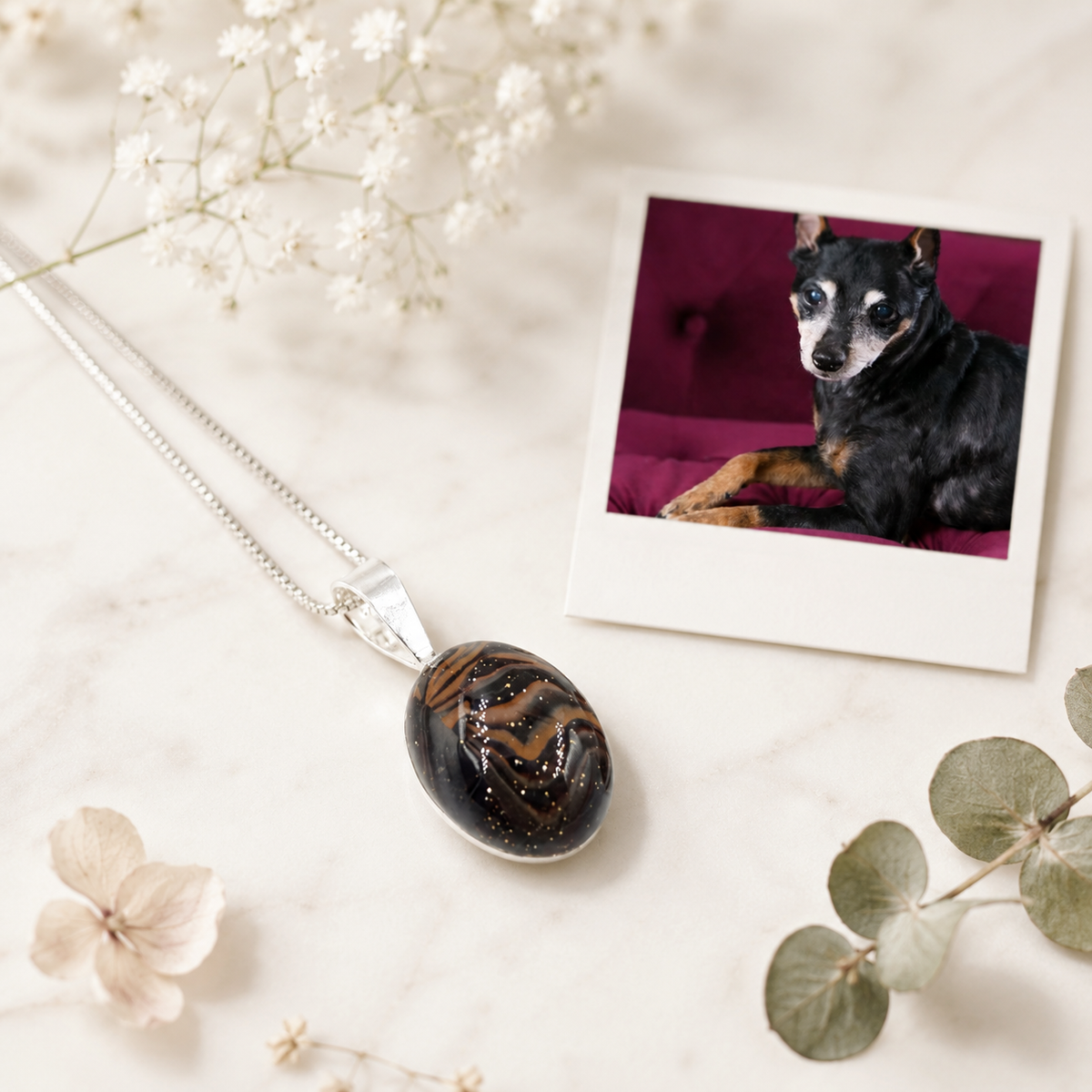 Loyal Companion Oval Pendant – Pet Memorial Jewelry with Ashes or Fur