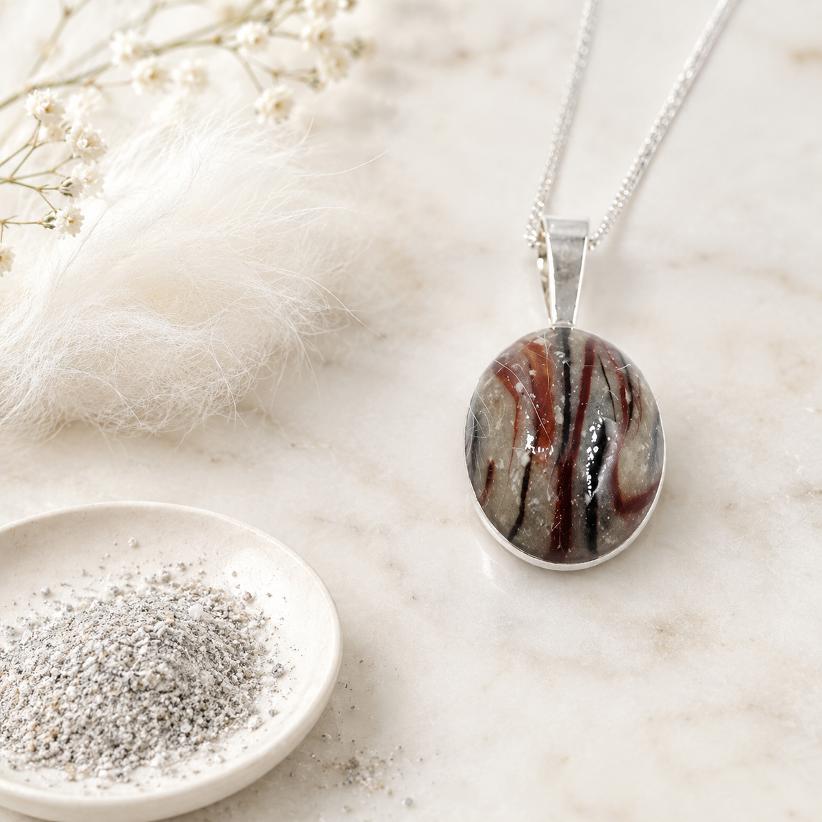 Loyal Companion Oval Pendant – Pet Memorial Jewelry with Ashes or Fur