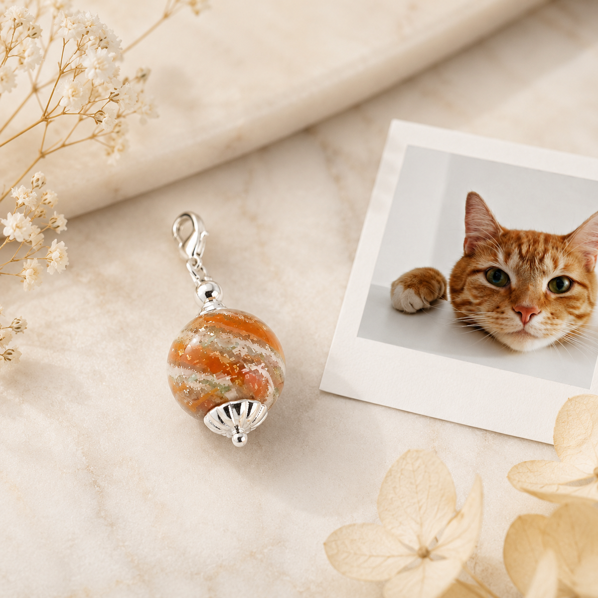 Custom Pet Memorial Charm – Ashes or Fur Keepsake