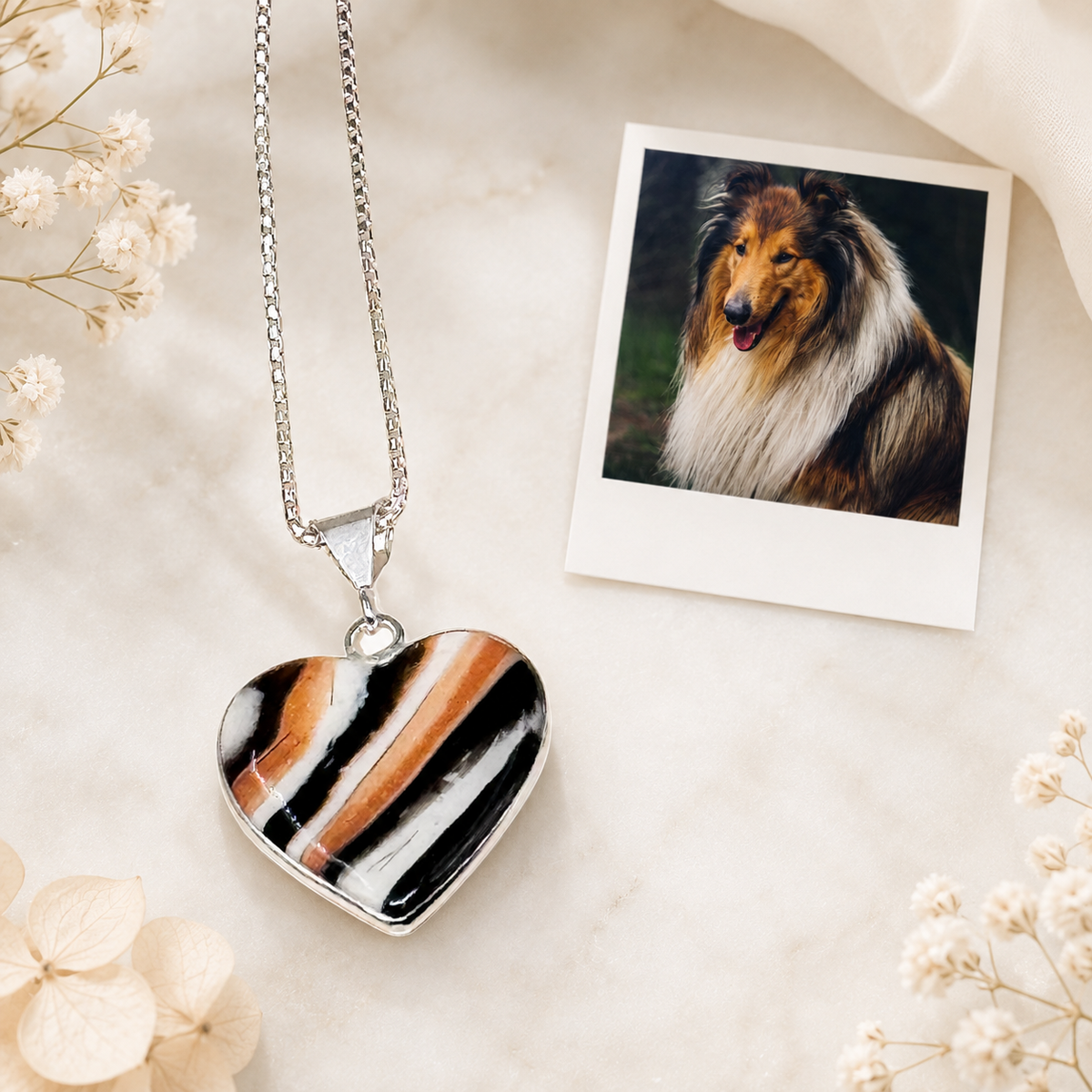 Heart Pet Memorial Pendant – Ash or Fur Keepsake