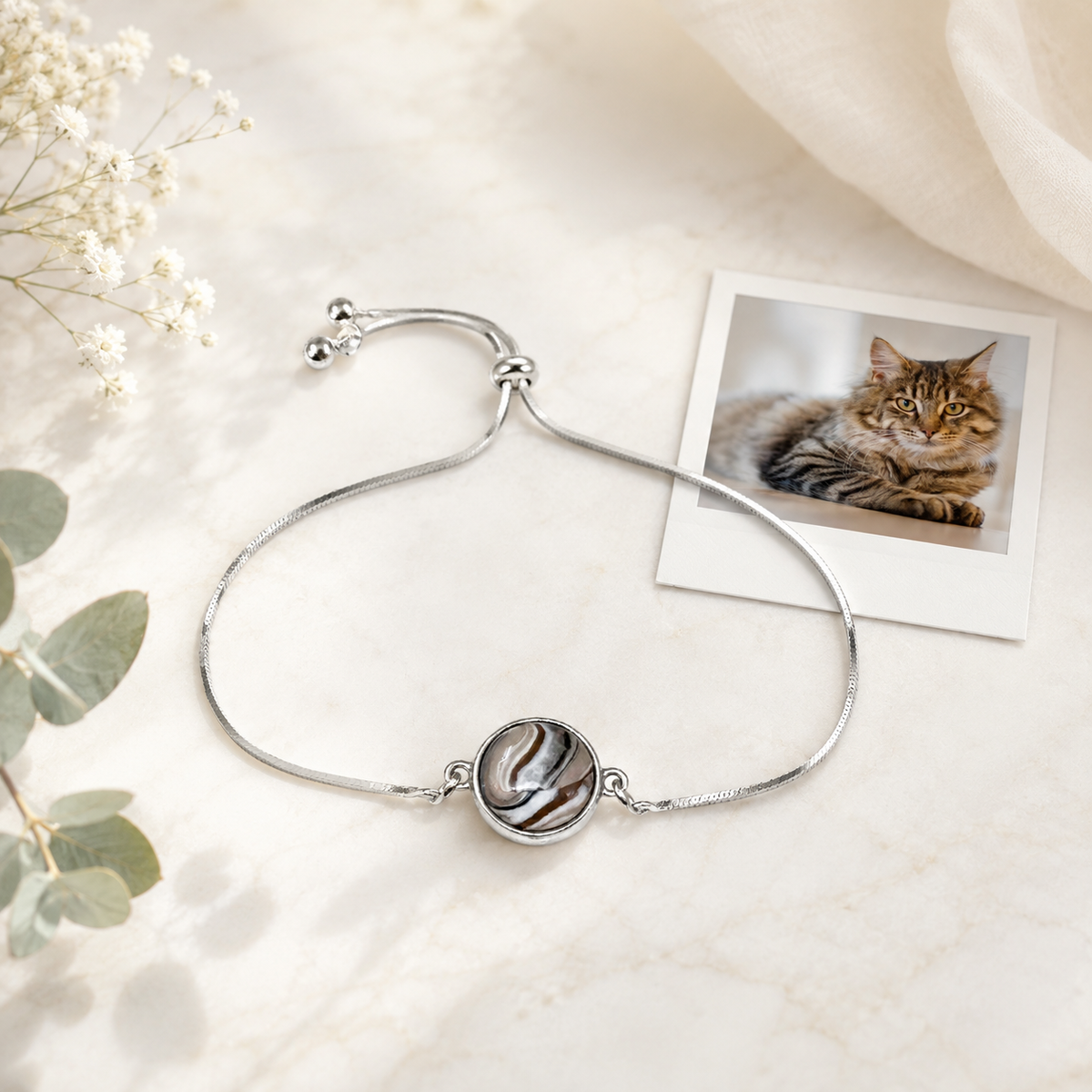 Two Souls Pet Memorial Bracelet – Ashes & Fur Keepsake (Double-Sided)
