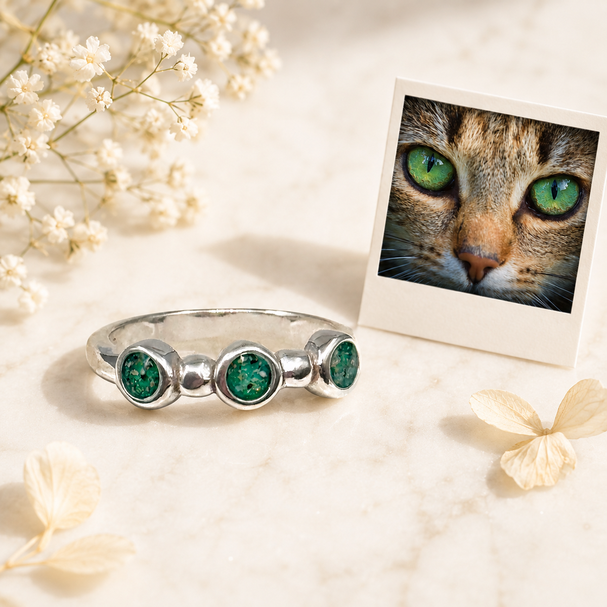 Stackable Trio Pet Memorial Ring – Ashes Only Keepsake Jewelry