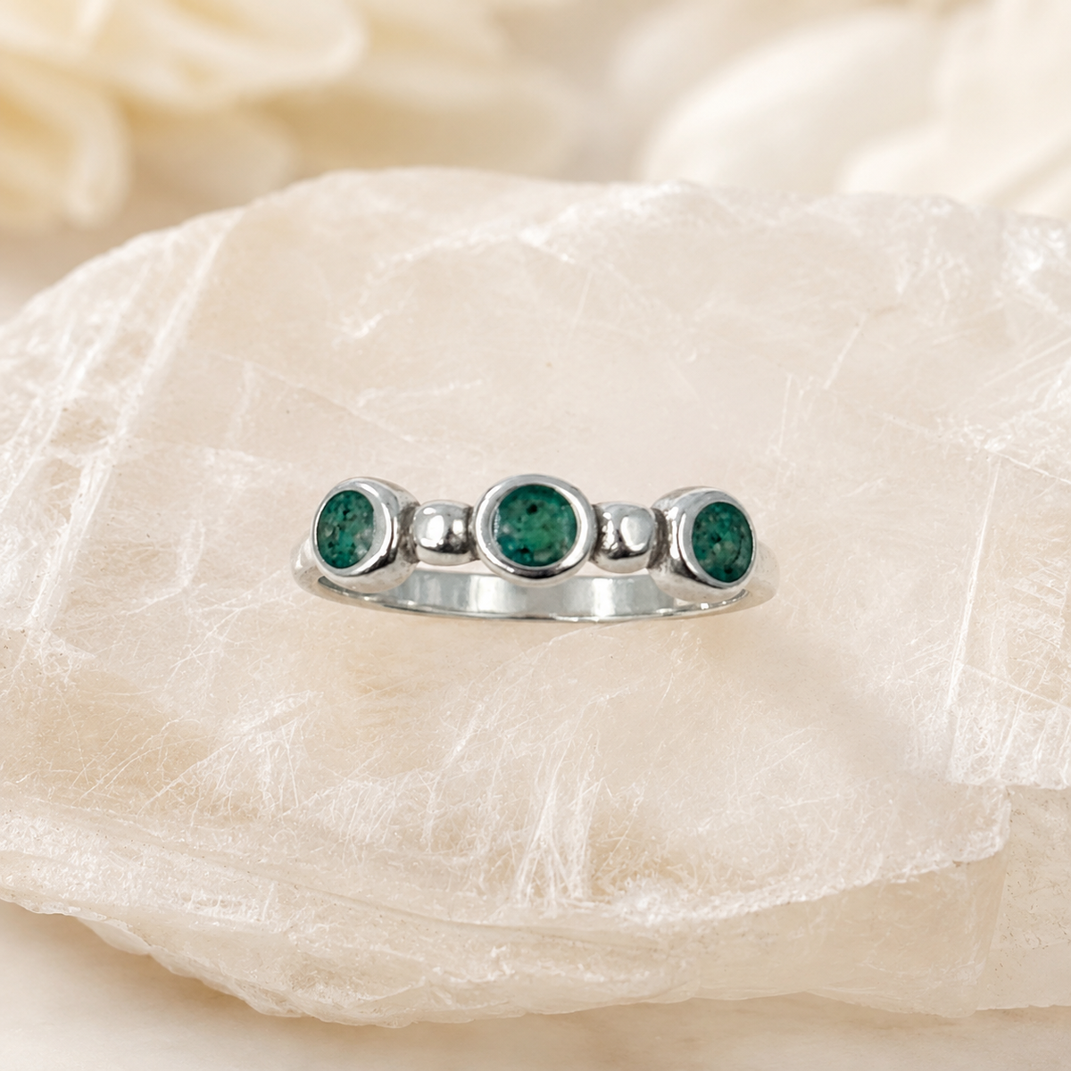 Stackable Trio Pet Memorial Ring – Ashes Only Keepsake Jewelry