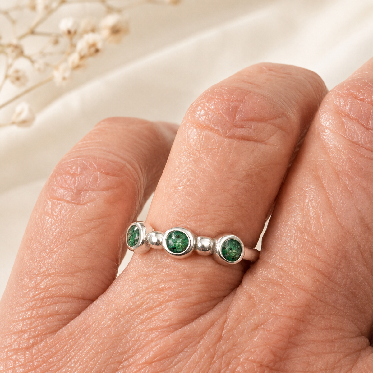 Stackable Trio Pet Memorial Ring – Ashes Only Keepsake Jewelry