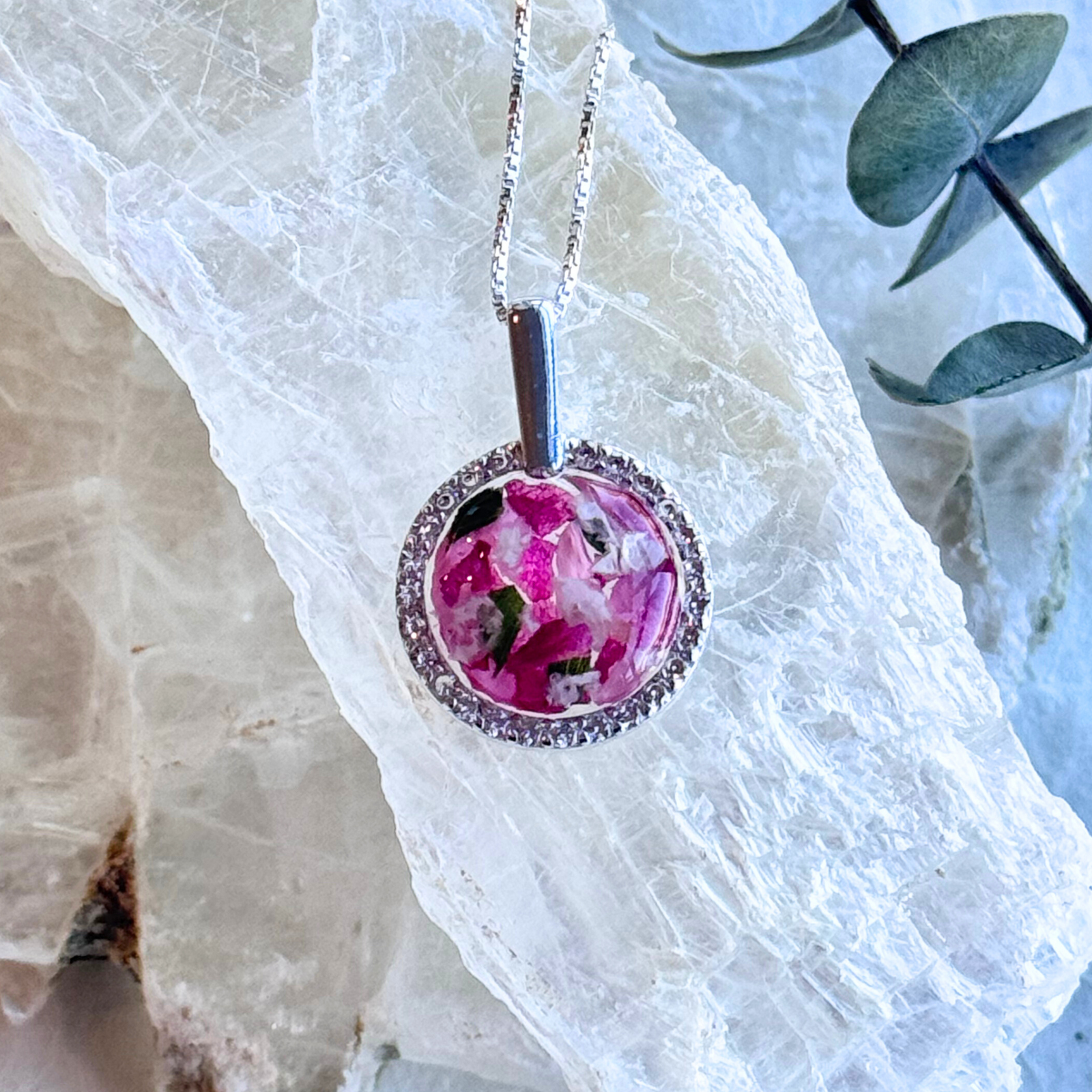 Dried flower memorial jewelry sale