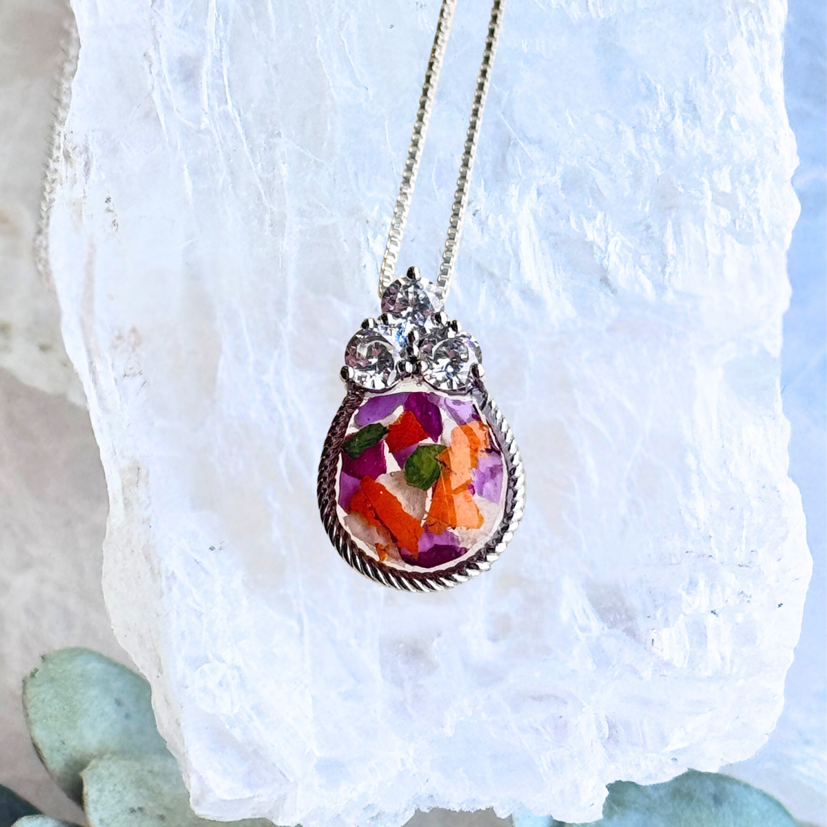 Close-up of the Forever in My Heart Pendant showing intricate floral details