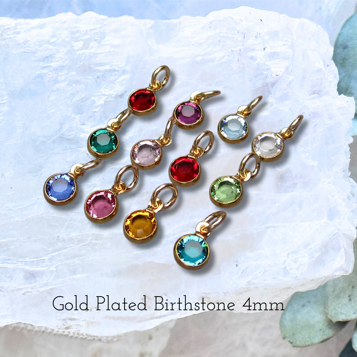 Gold plated birthstone charm to personalize memorial jewelry