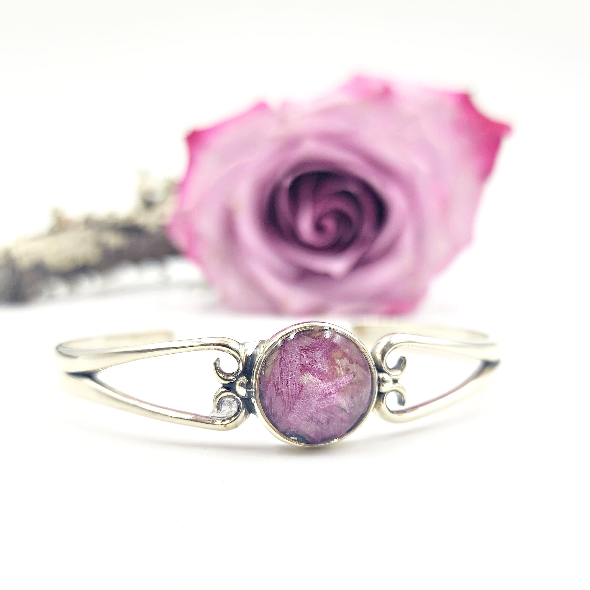 lavender flower bracelet Unity Memorial Bracelet – Sterling Silver Funeral Flower Keepsake
