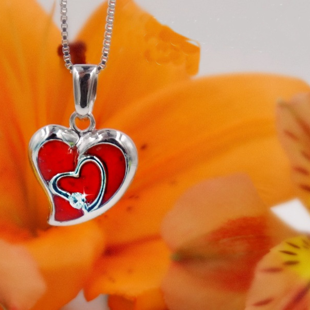 Resin Heart Pendant with Cremains, Long lasting Keepsake Memorials