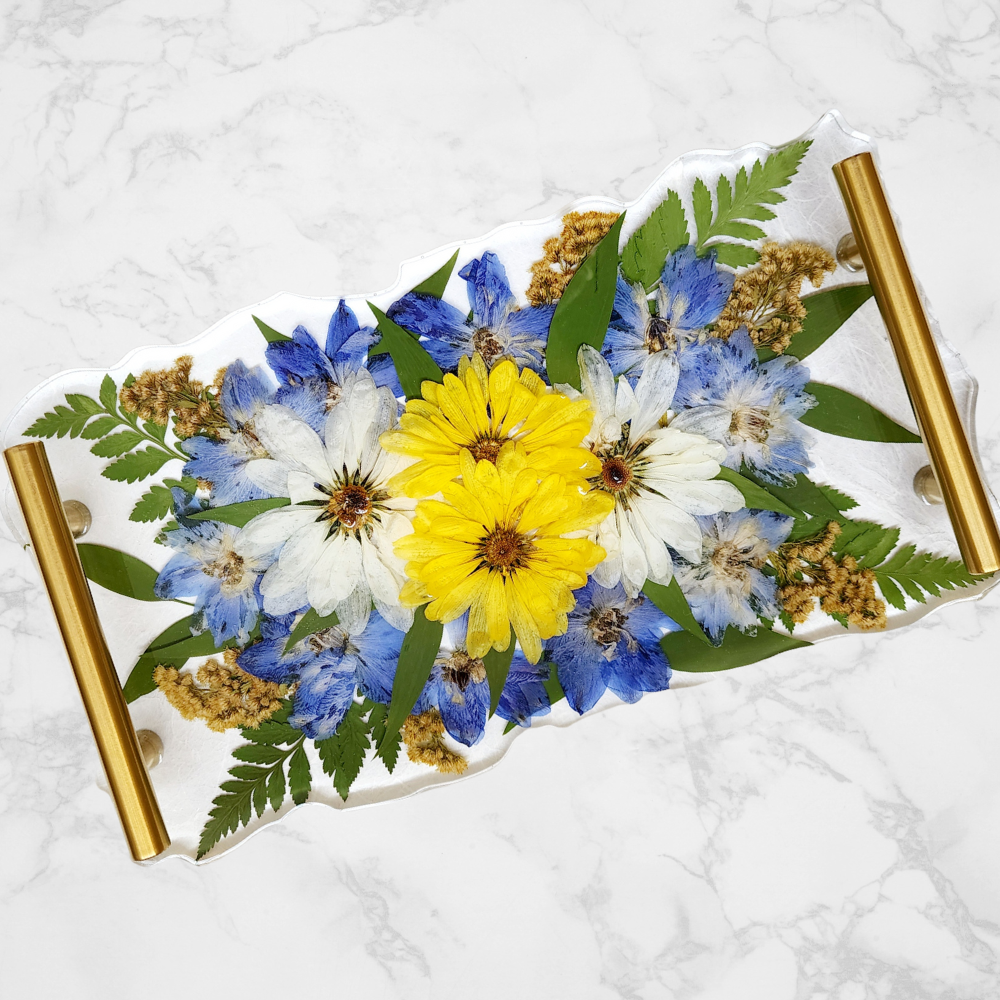 Resin Pressed Flower Vanity Tray - Flowers Forever & Bellabeads