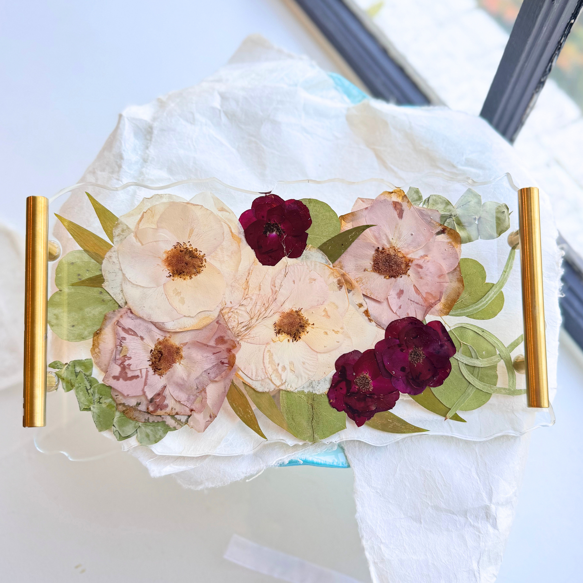 Resin Pressed Flower Vanity Tray