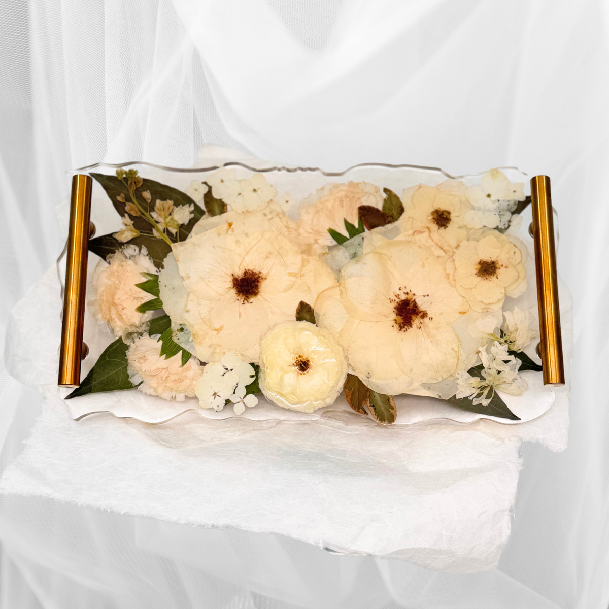 Resin Pressed Flower Vanity Tray