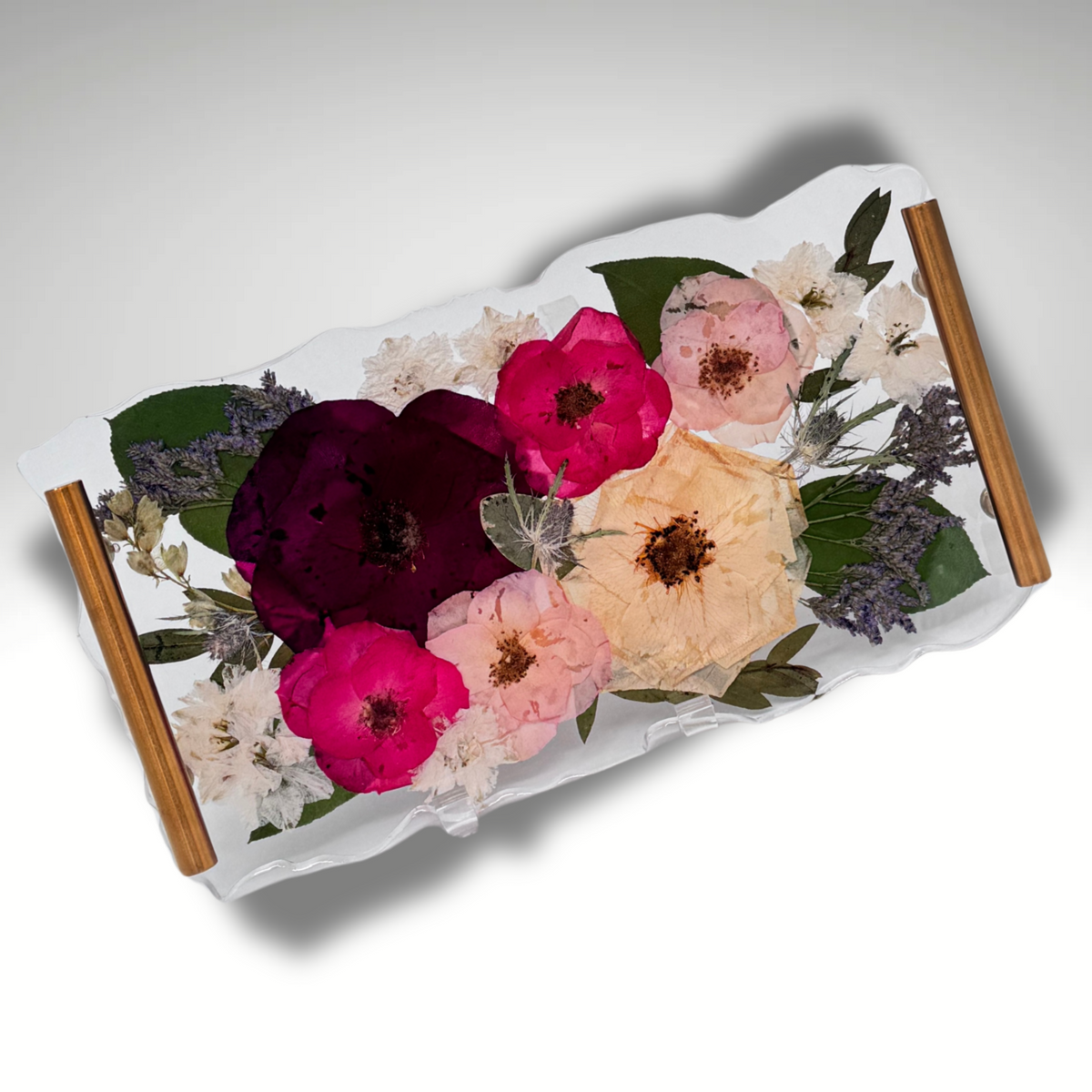 Resin Pressed Flower Vanity Tray