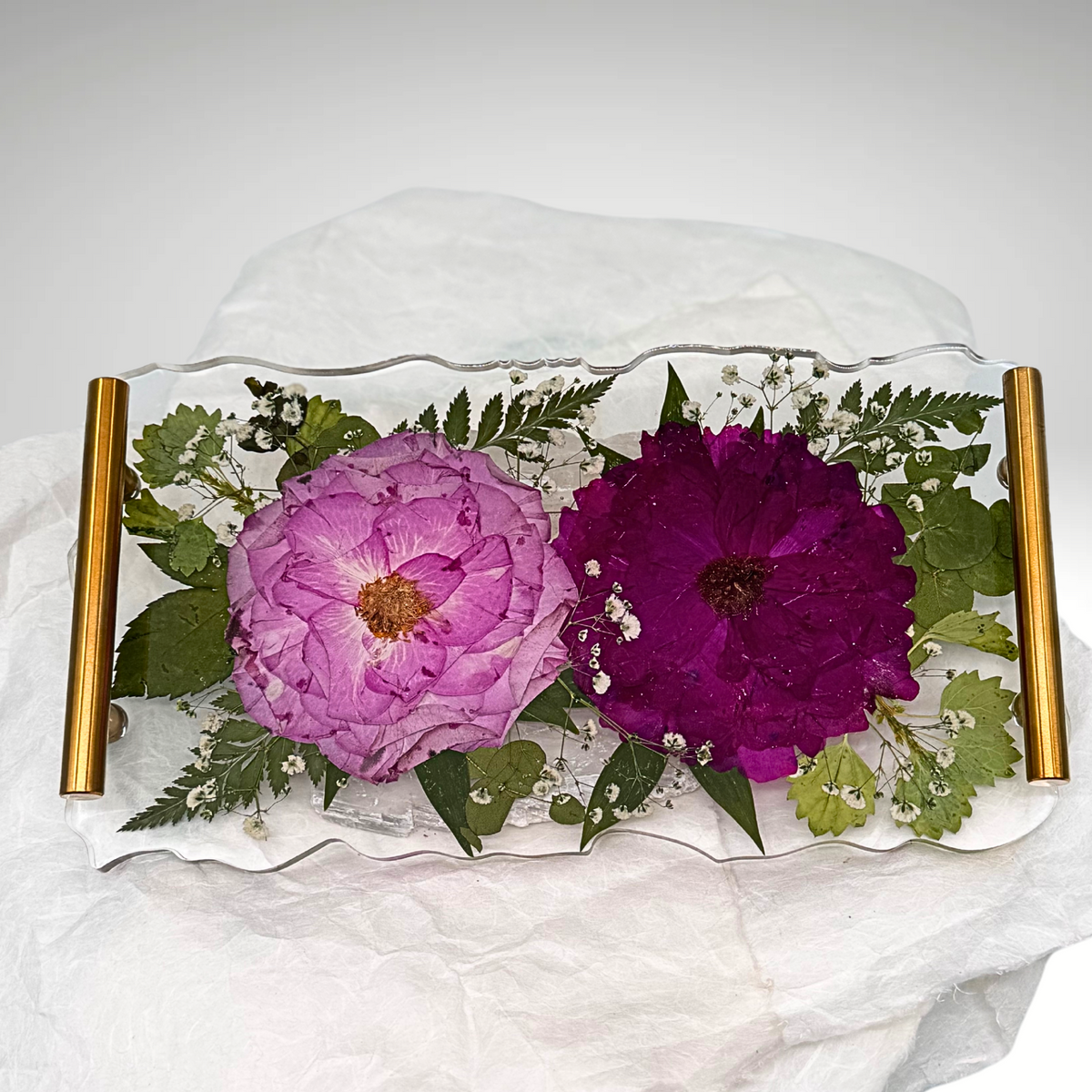 Resin Pressed Flower Vanity Tray