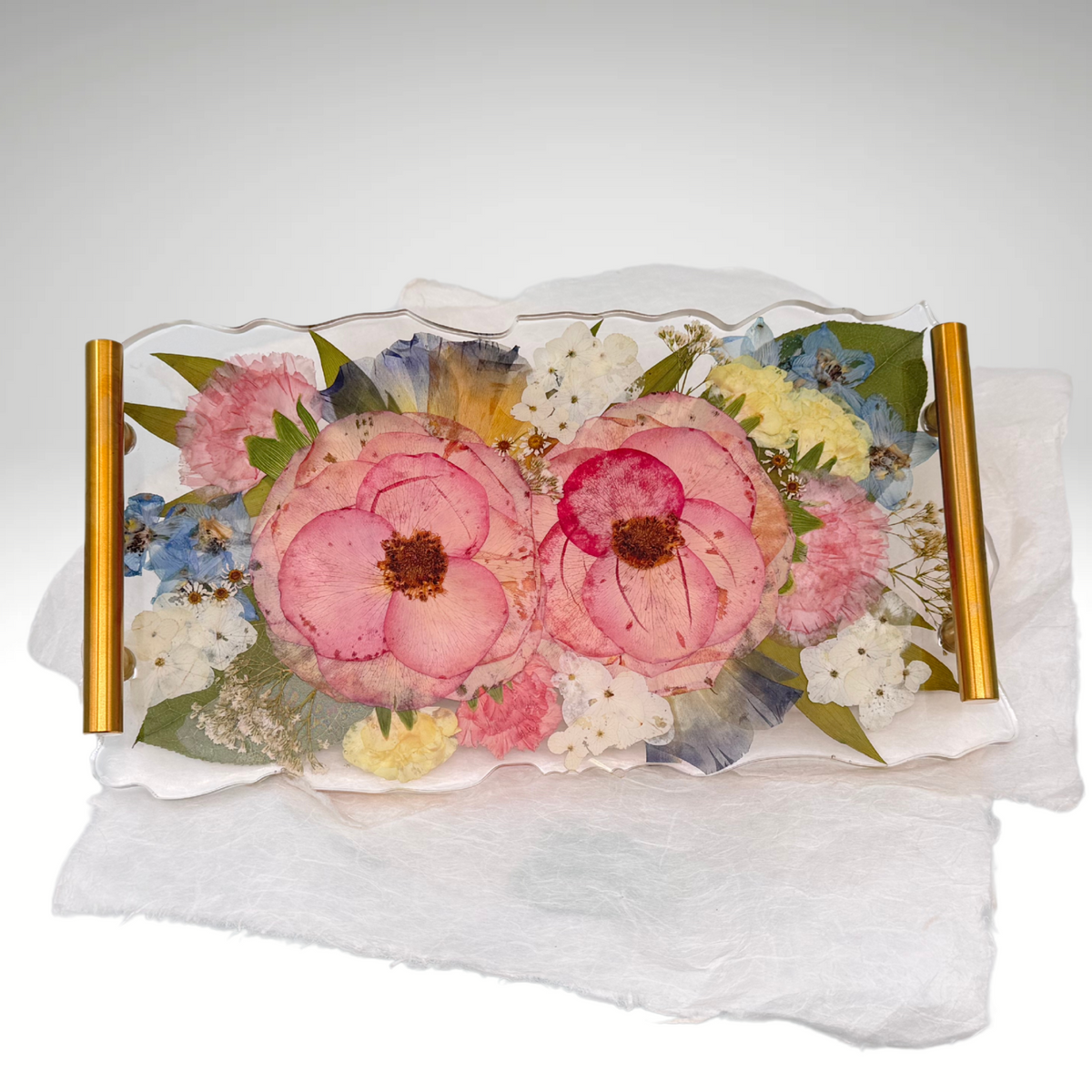 Resin Pressed Flower Vanity Tray
