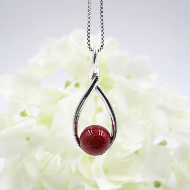 Teardrop Necklace made with wedding flowers or funeral flowers, red roses