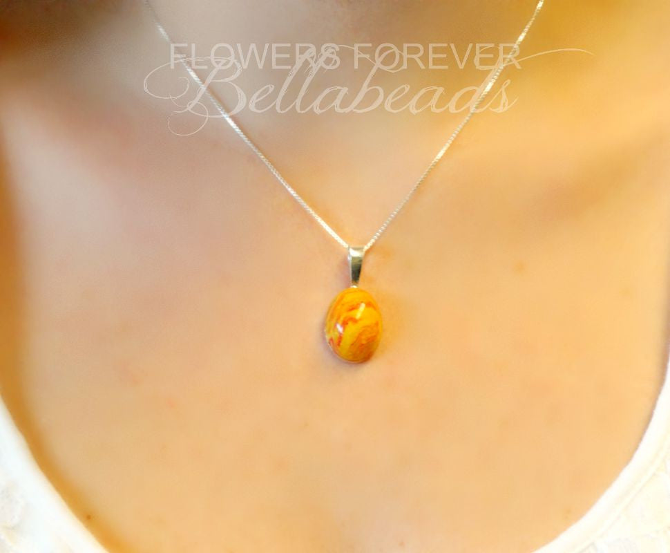 Memorial Jewelry made from Flower Petals, Classic Oval Pendant