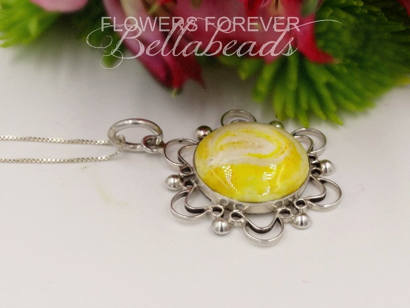 Flower Petal Jewelry, Cremation, Soleil Pendant