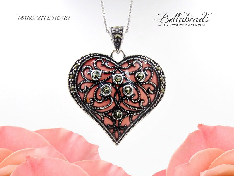 Marcasite Heart Pendant - Memorial