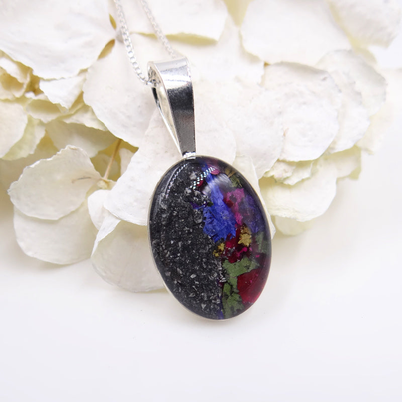 Resin Classic Oval Pendant - Sterling Silver