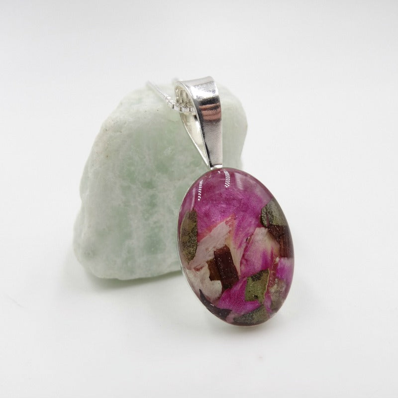 Resin Classic Oval Sterling Silver Pendant - Memorial