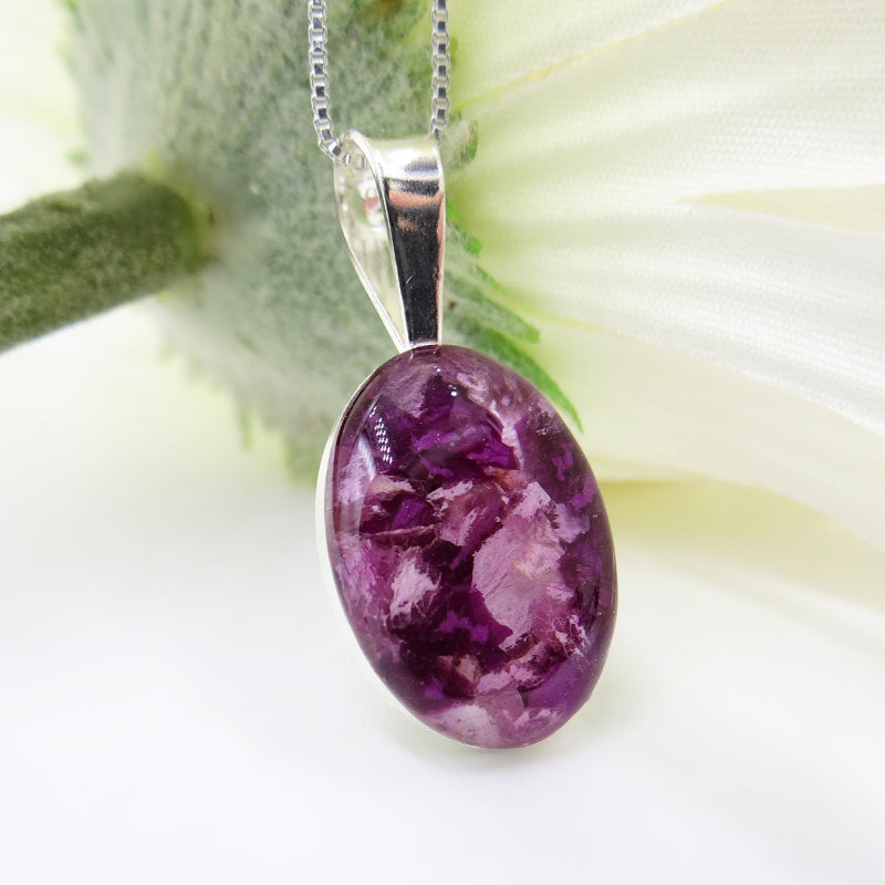 Resin Classic Oval Sterling Silver Pendant - Memorial