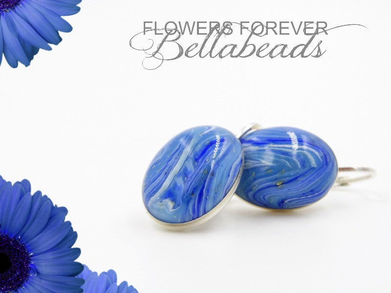Memorial Jewelry made from Flower Petals, Classic Oval Earrings